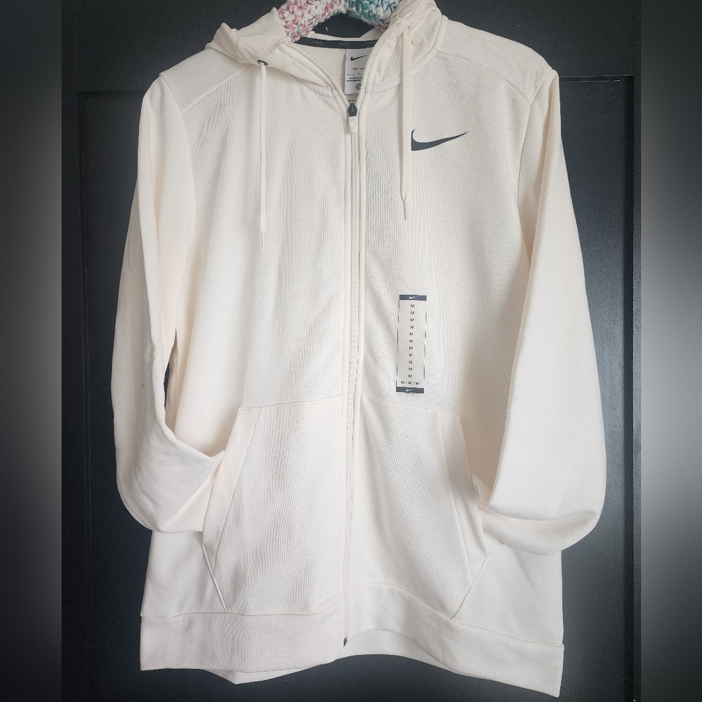 Nike Dri-Fit Mens Full Zip Training Sweatshirt Size Med In Ivory - Picture 2 of 10